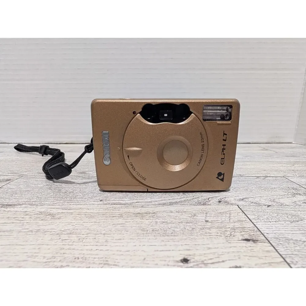 Vintage 90s Canon ELPH LT APS 23 mm Lens Point & Shoot Film Camera - Gold